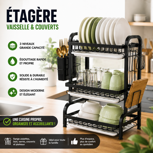 Étagère Vaisselle & Couverts 3 Niveaux