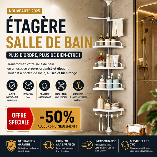ÉTAGÈRE SALLE DE BAIN 360°(BJ)