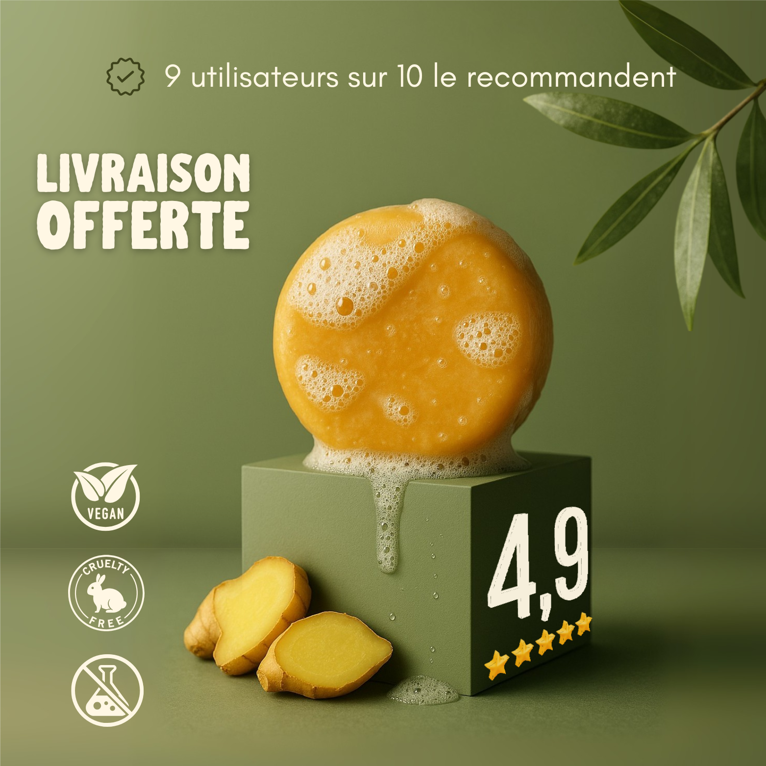 Shampoing Antipelliculaire & Anti-chute au Gingembre.